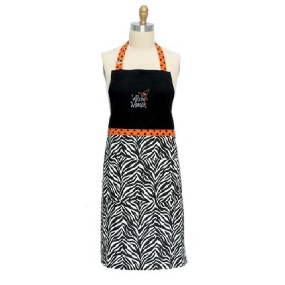 NWT Witchy woman apron orange zebra Halloween costume